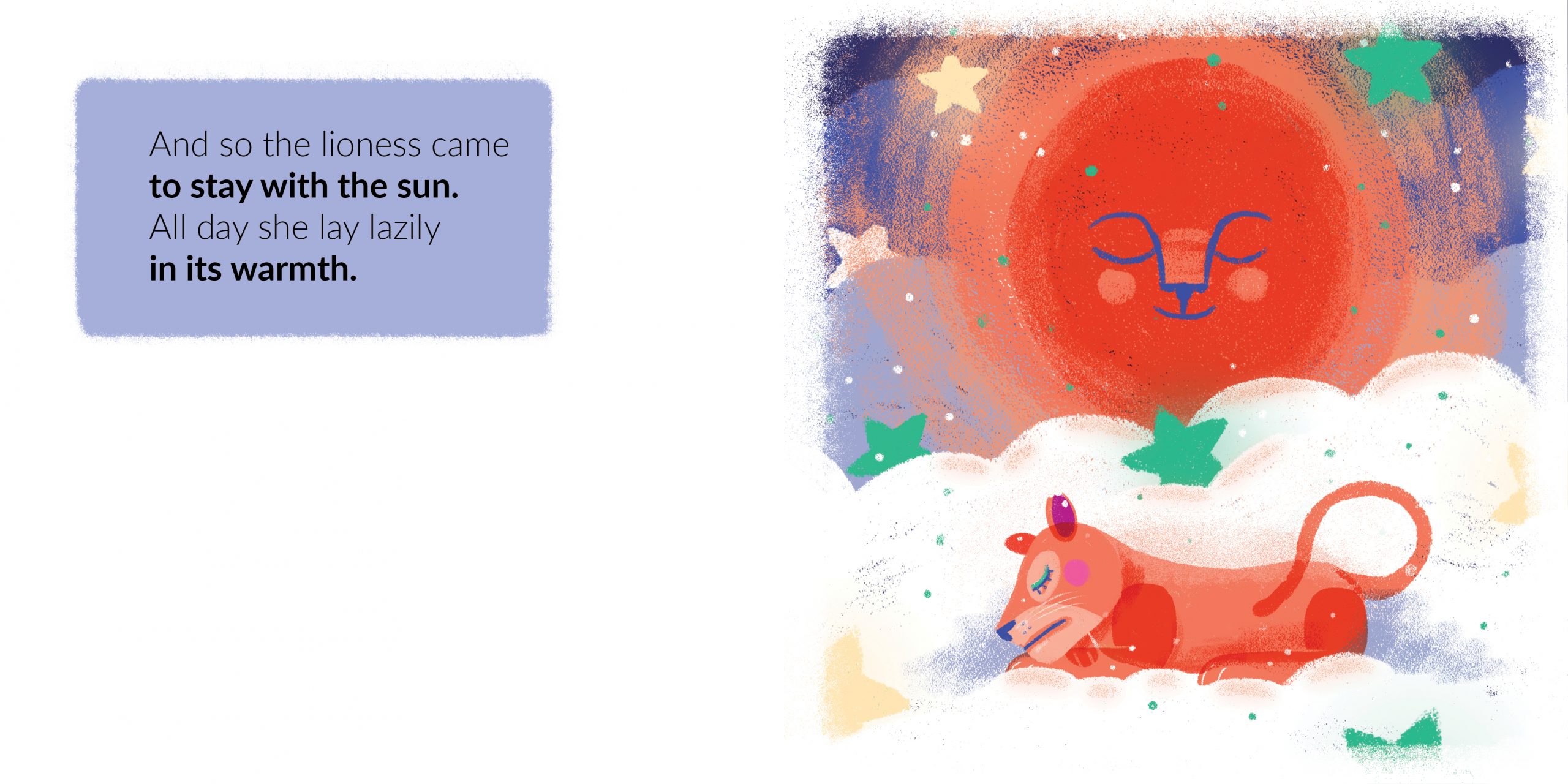 The Very Tired Lioness — original illustrated page 12, English text included