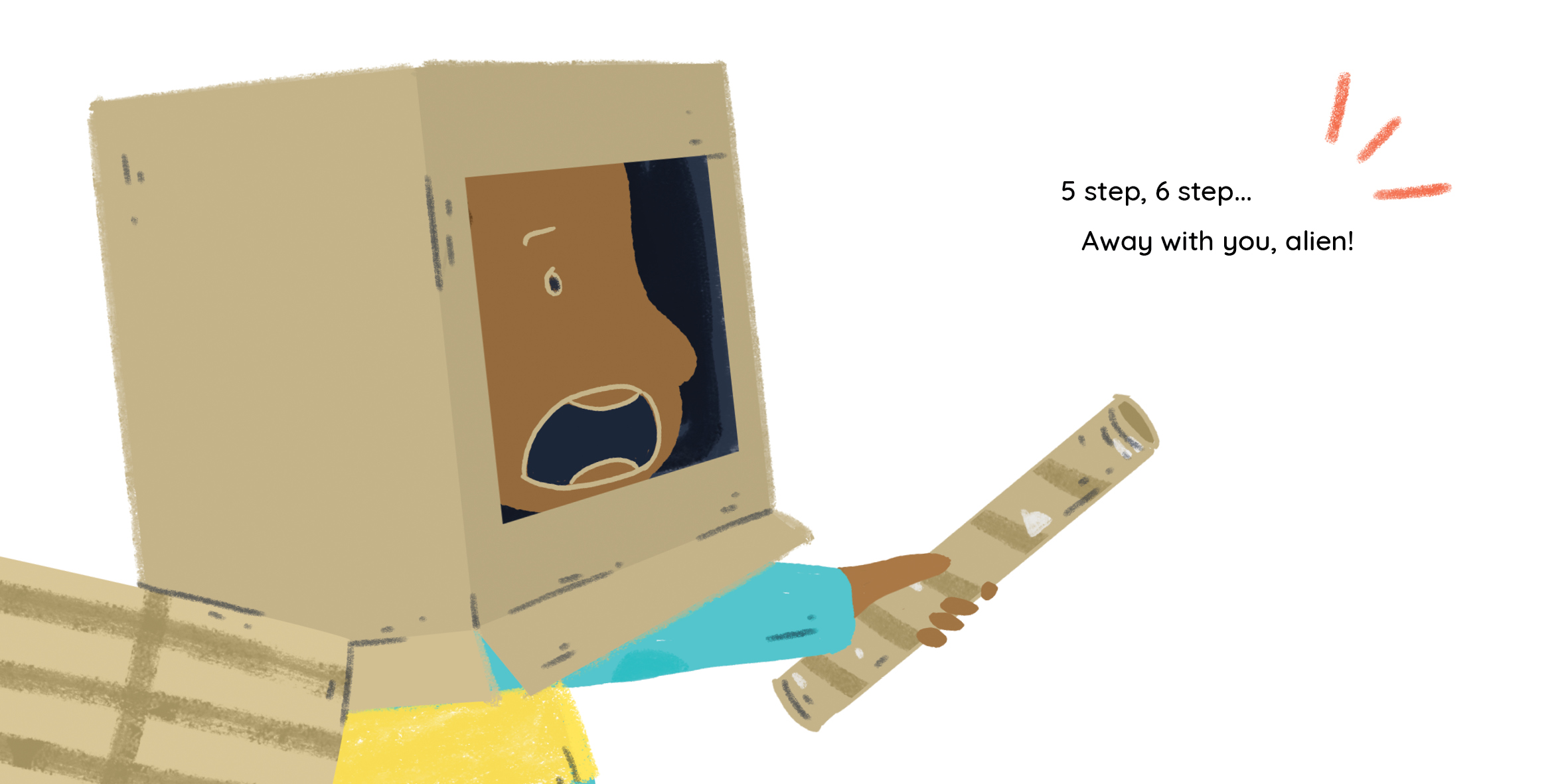 There’s an alien in my house! — original illustrated page 9, English text included