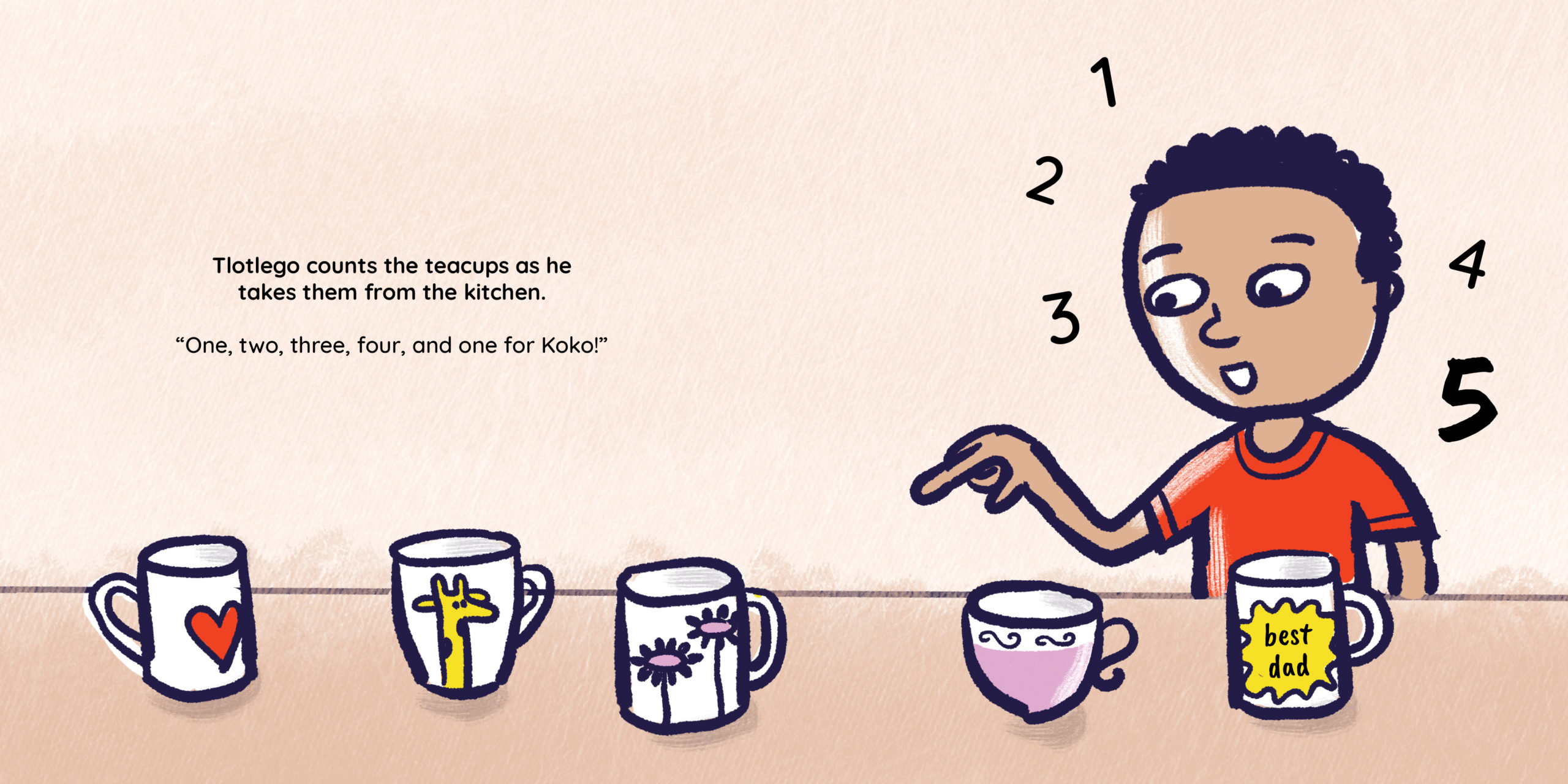 Tlotlego’s Tea Party — original illustrated page 3, English text included