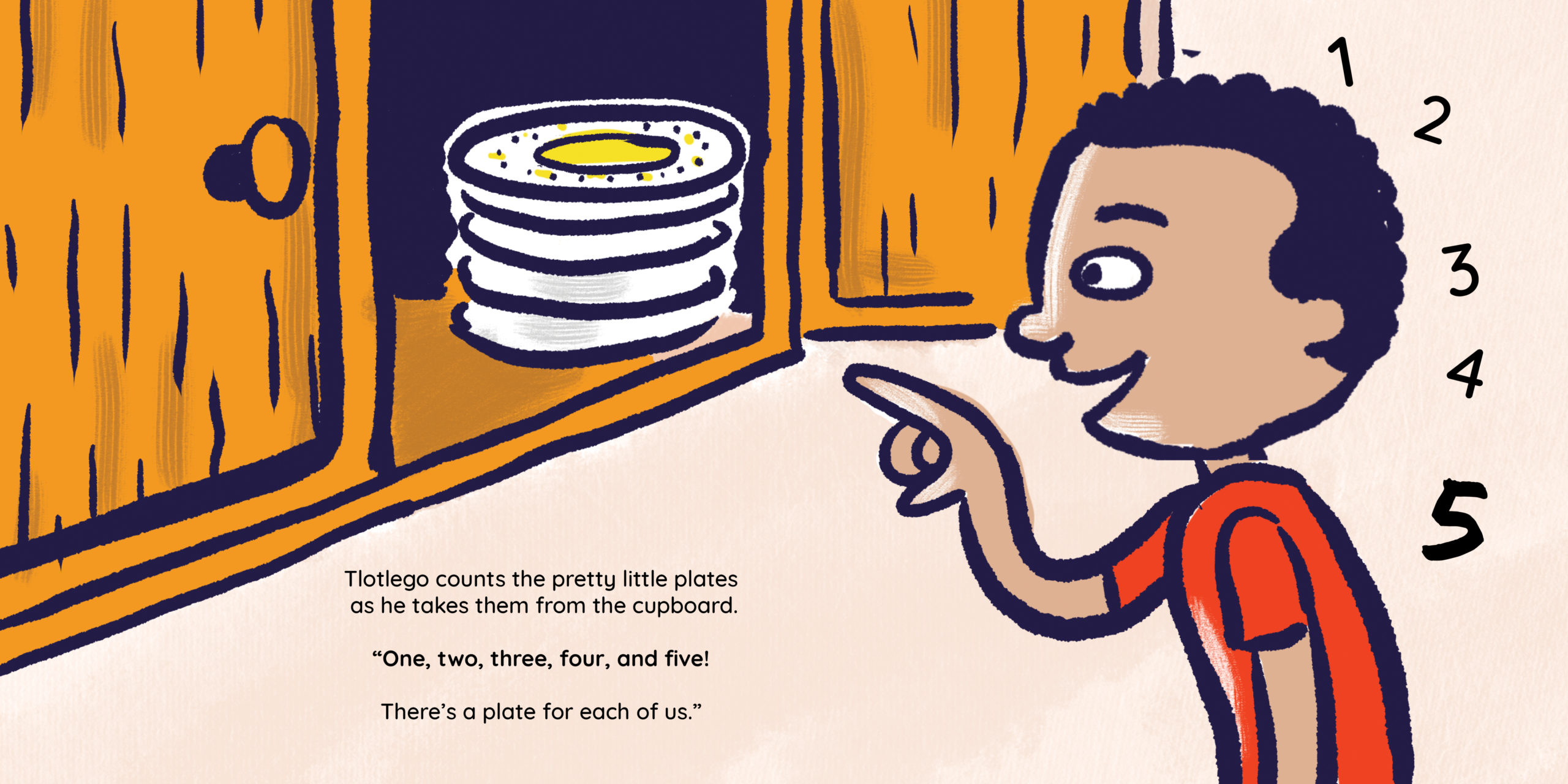 Tlotlego’s Tea Party — original illustrated page 5, English text included