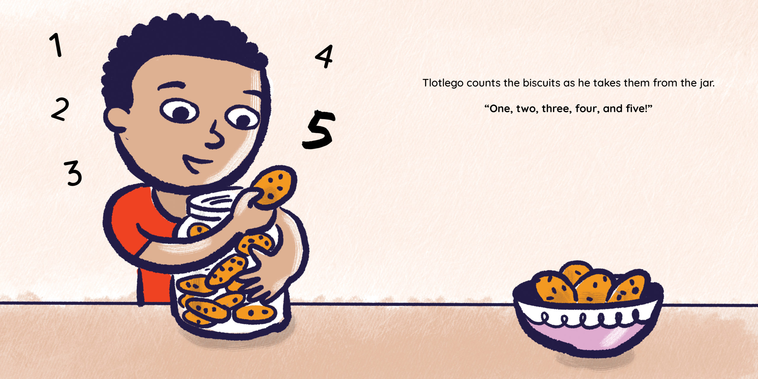 Tlotlego’s Tea Party — original illustrated page 7, English text included