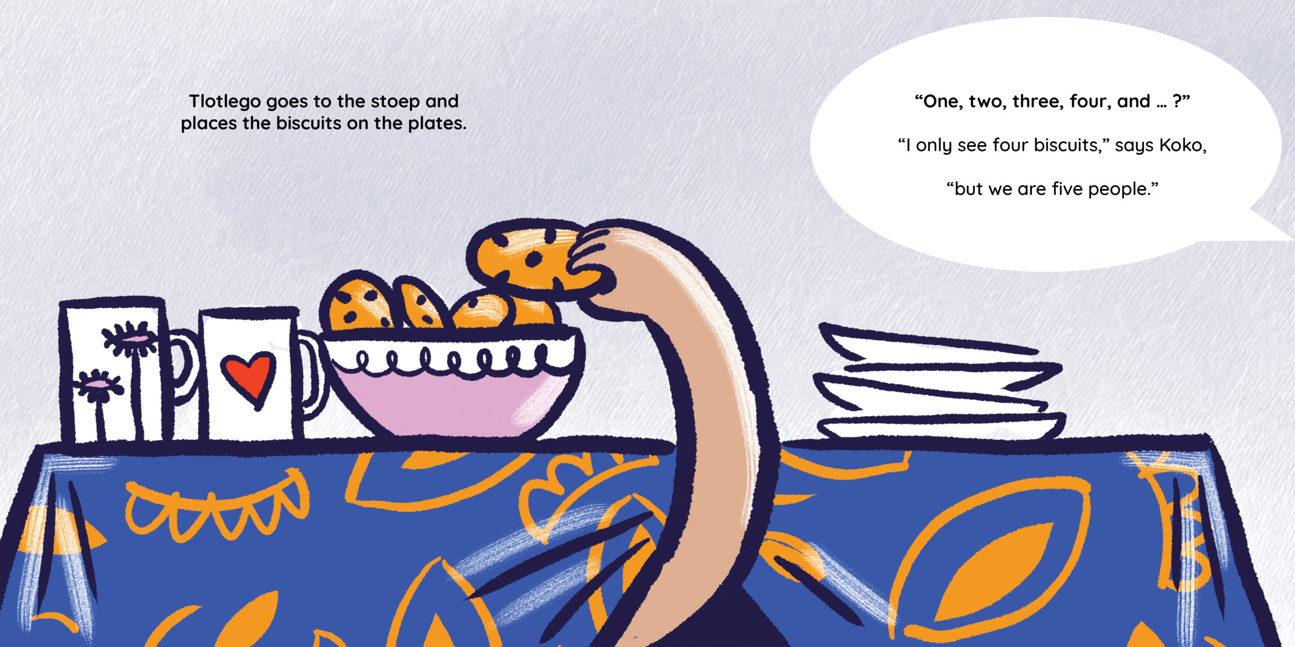 Tlotlego’s Tea Party — original illustrated page 8, English text included