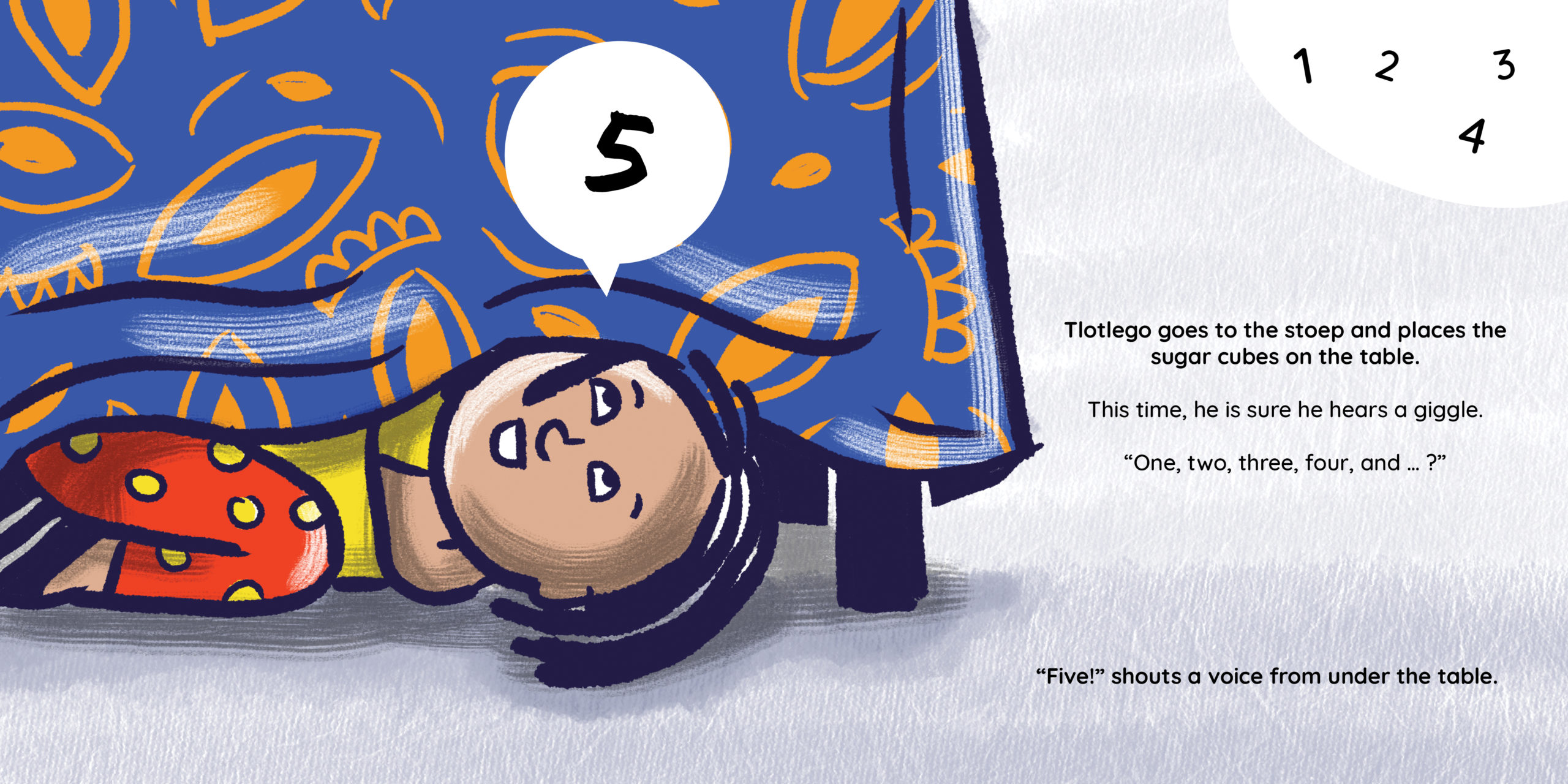 Tlotlego’s Tea Party — original illustrated page 11, English text included