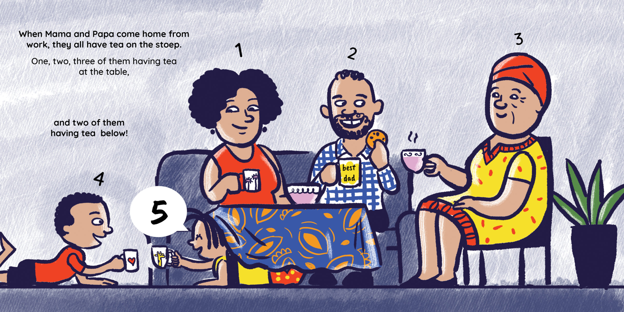 Tlotlego’s Tea Party — original illustrated page 13, English text included