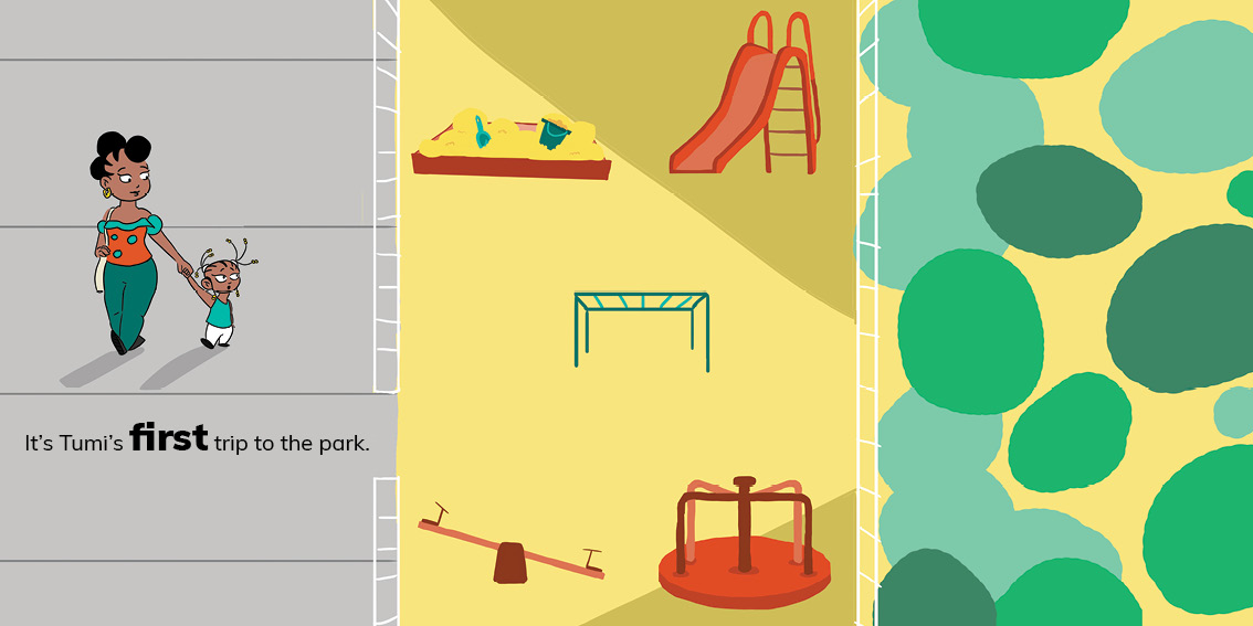 Tumi Goes to the Park — original illustrated page 4, English text included