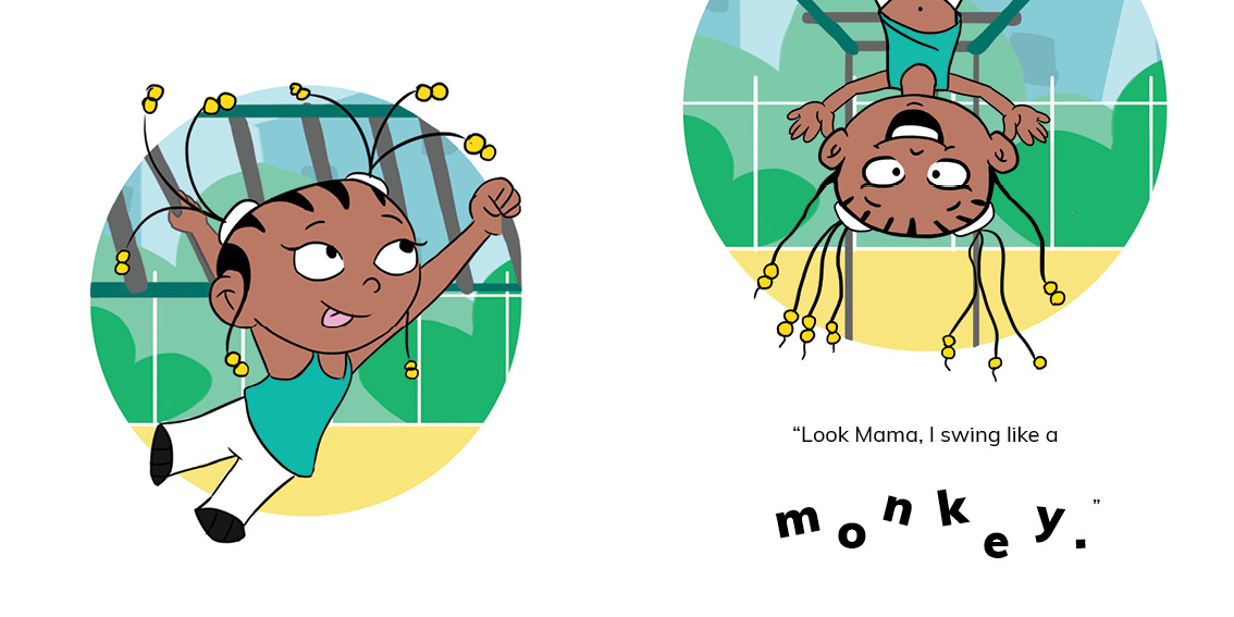 Tumi Goes to the Park — original illustrated page 7, English text included