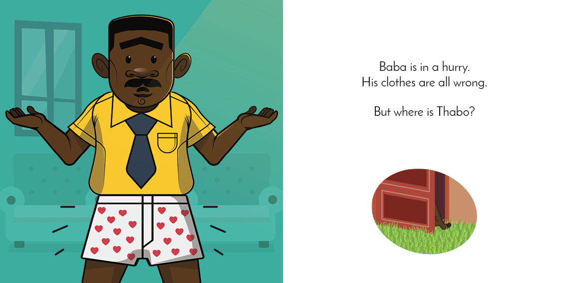 Where is Thabo? — original illustrated page 8, English text included