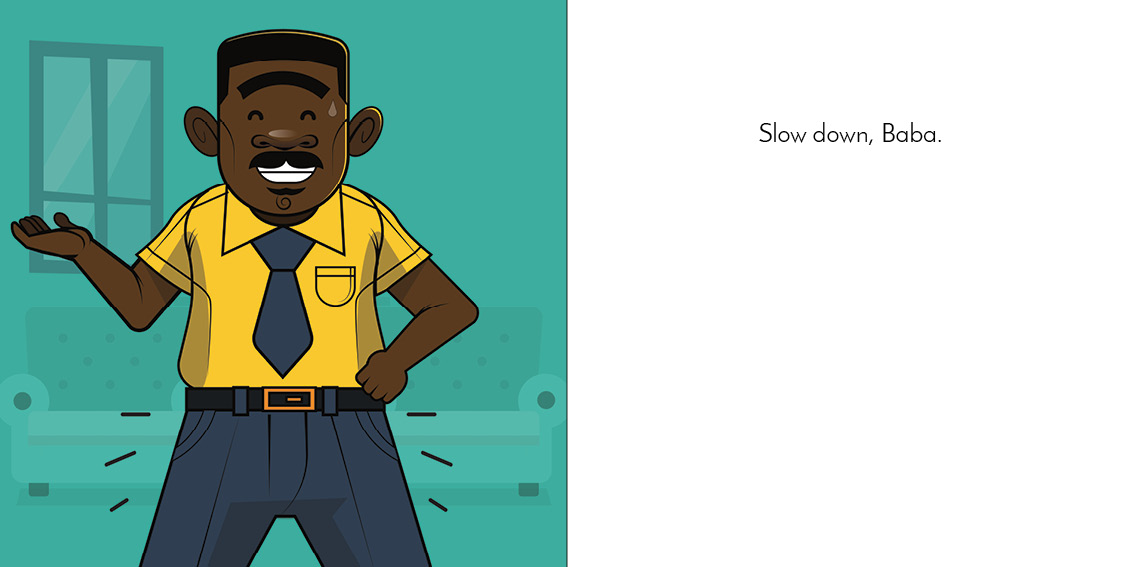 Where is Thabo? — original illustrated page 9, English text included