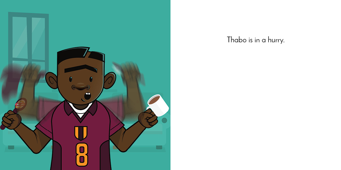 Where is Thabo? — original illustrated page 15, English text included