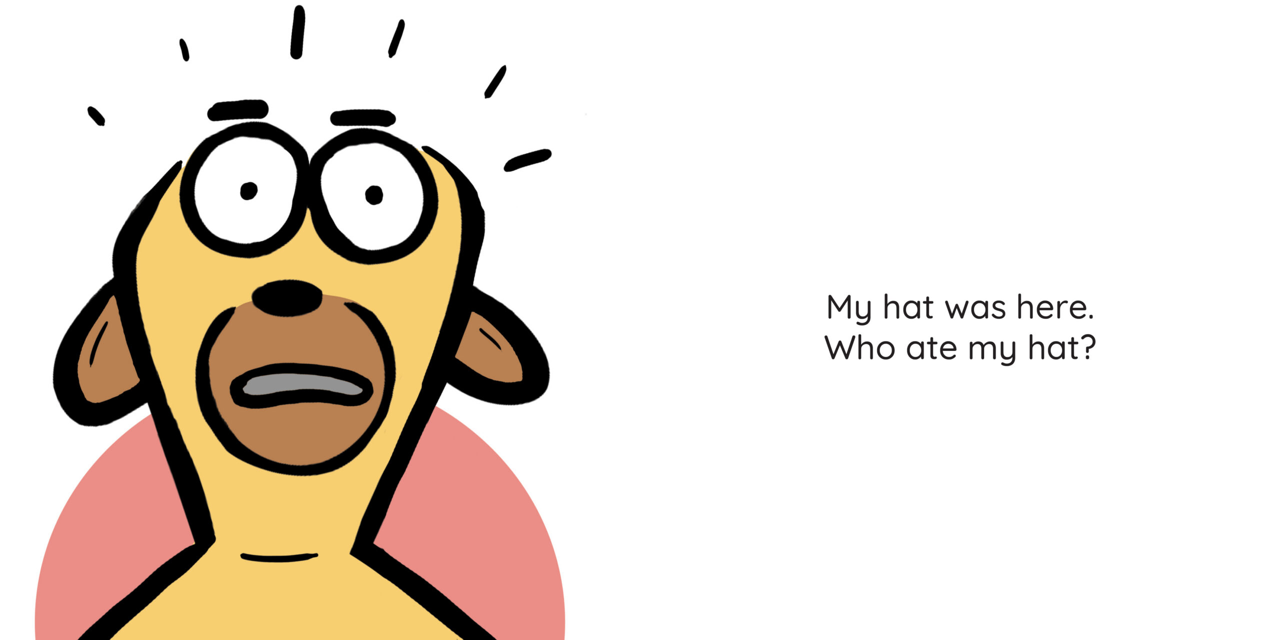 Who ate my hat? — original illustrated page 3, English text included