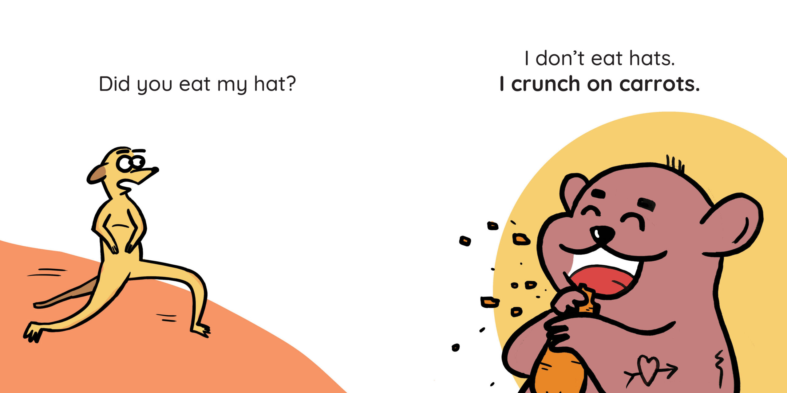 Who ate my hat? — original illustrated page 4, English text included