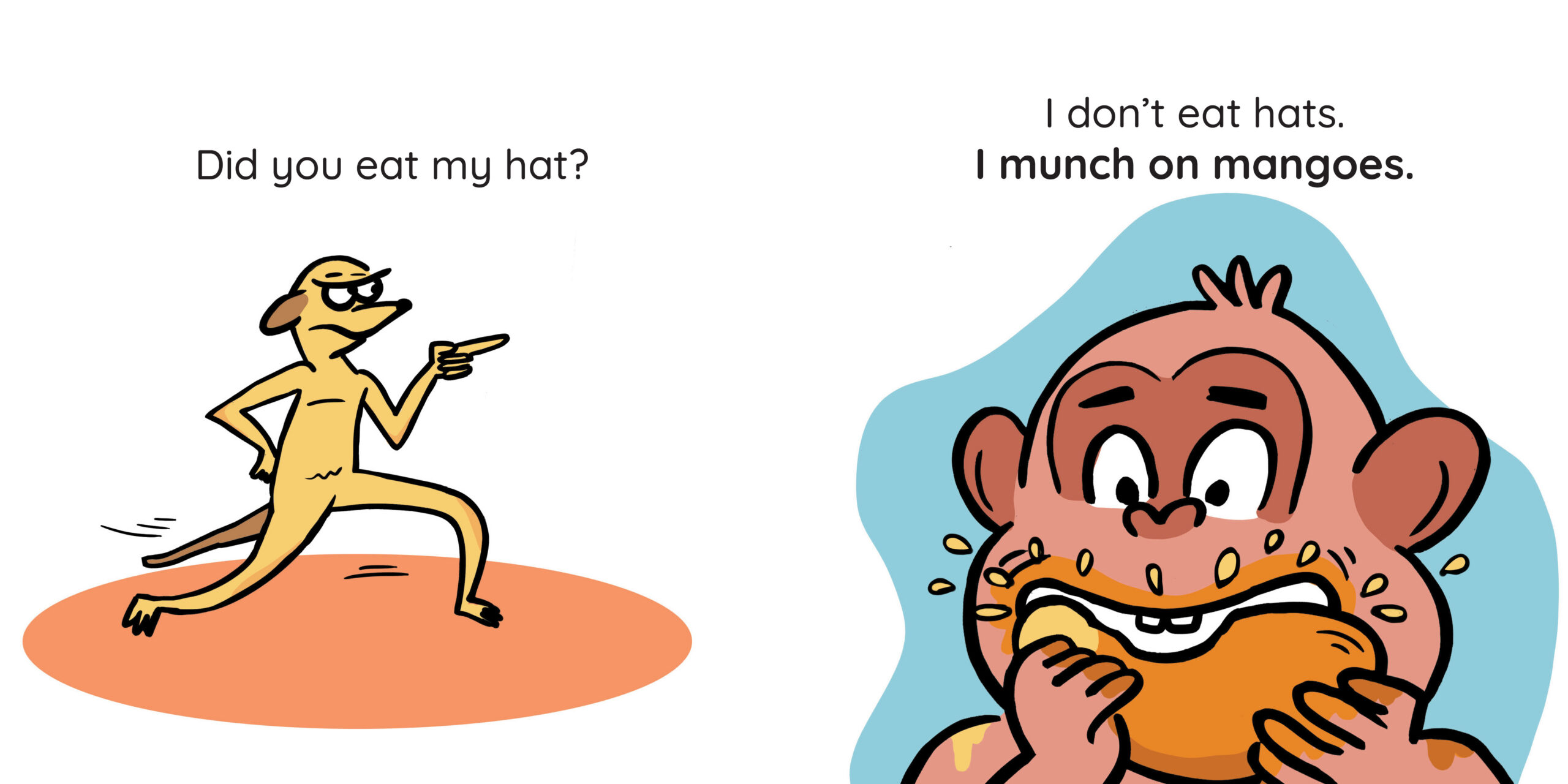 Who ate my hat? — original illustrated page 6, English text included