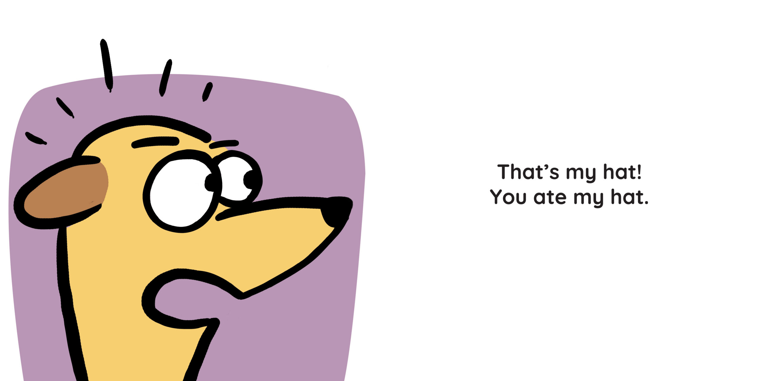 Who ate my hat? — original illustrated page 8, English text included