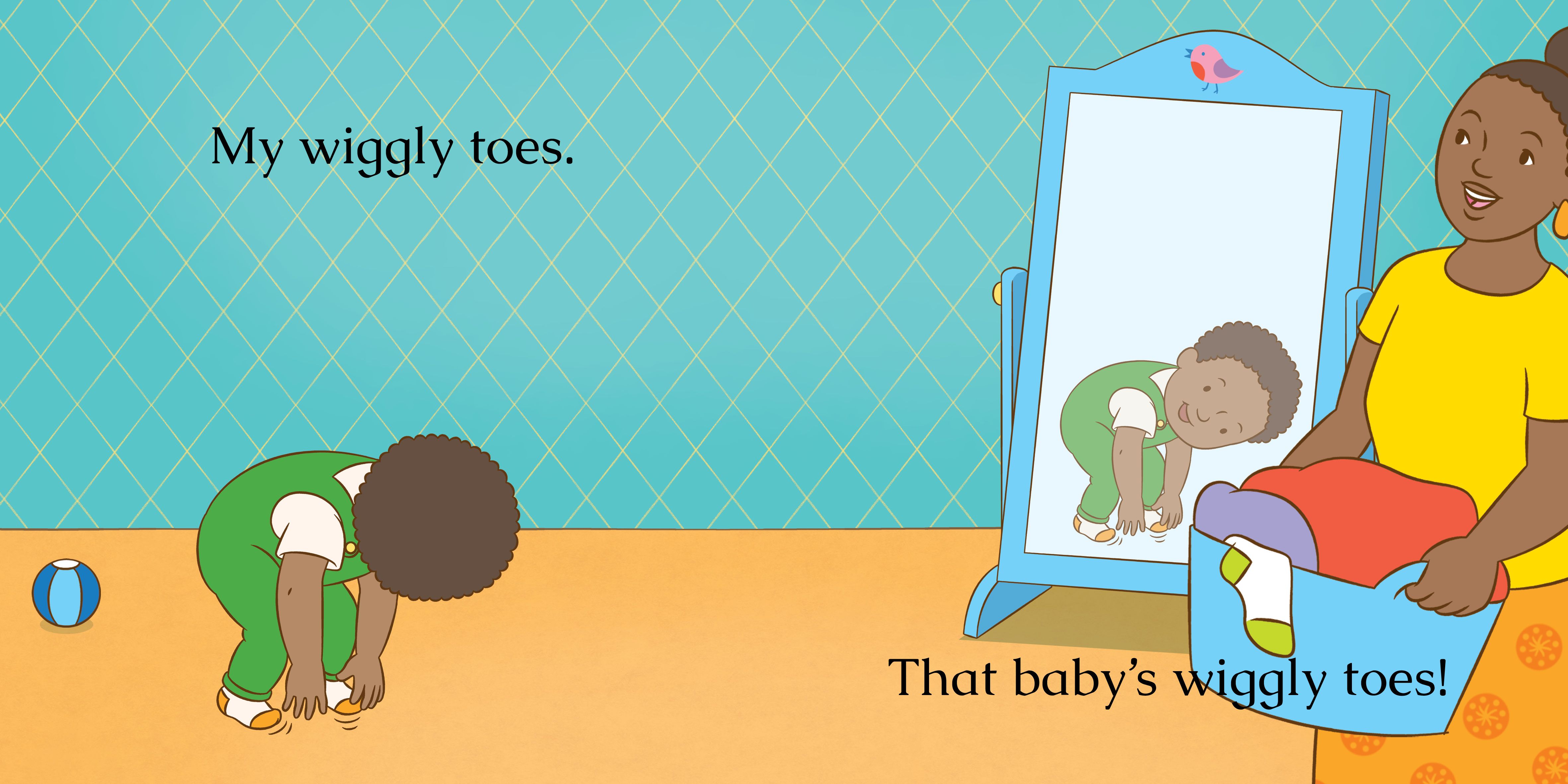 Who’s that baby? — original illustrated page 6, English text included