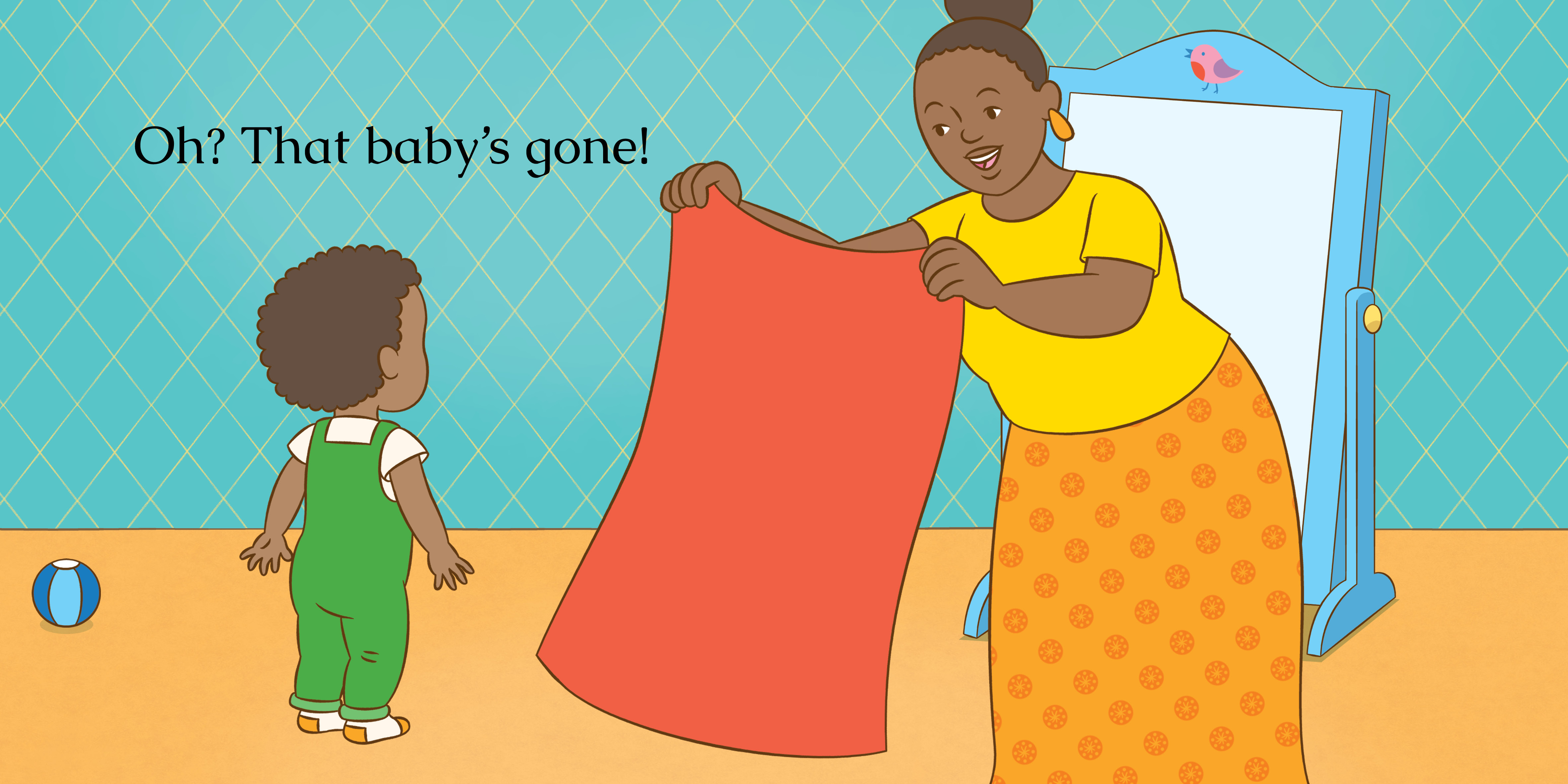Who’s that baby? — original illustrated page 7, English text included
