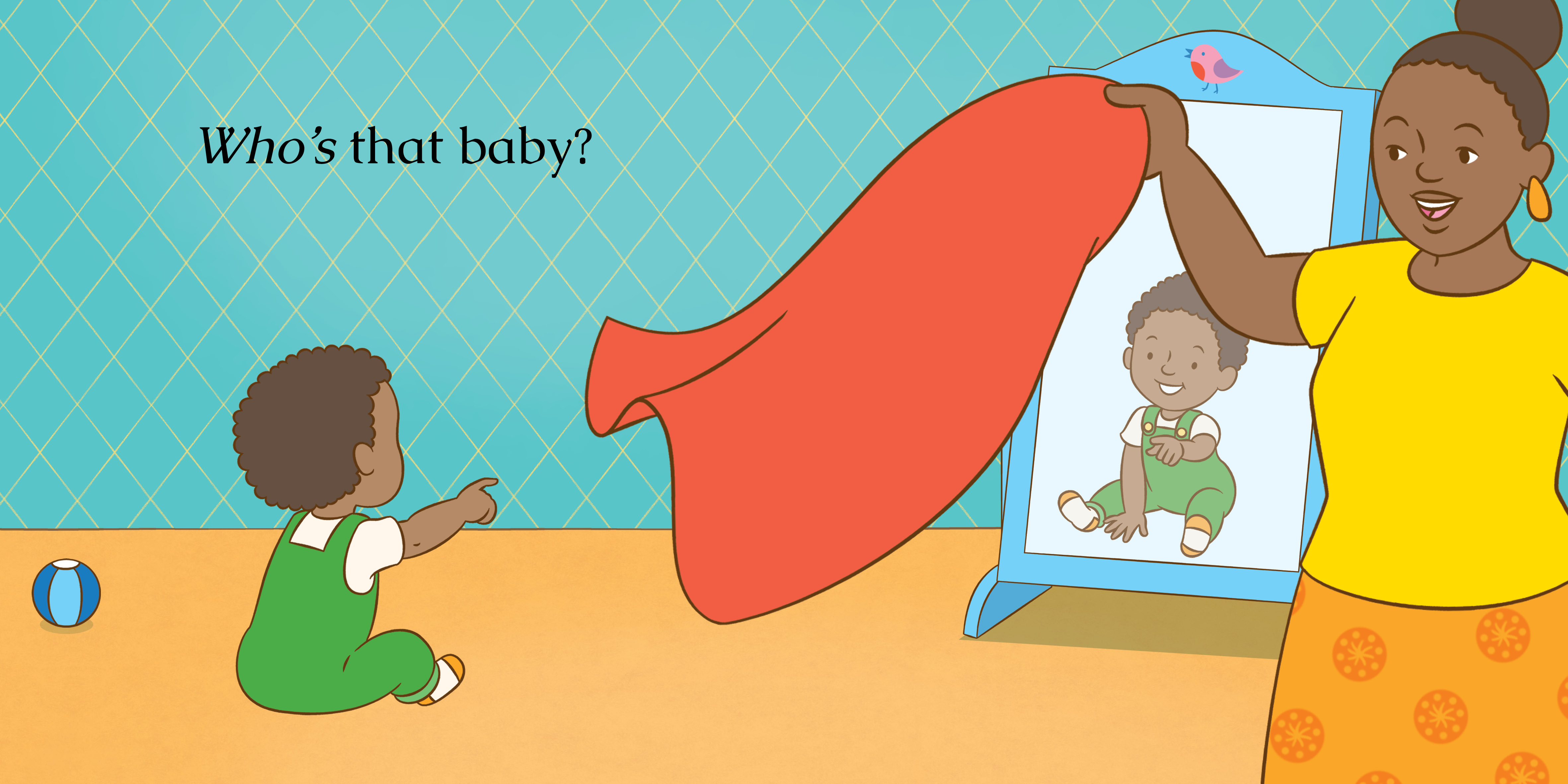 Who’s that baby? — original illustrated page 8, English text included