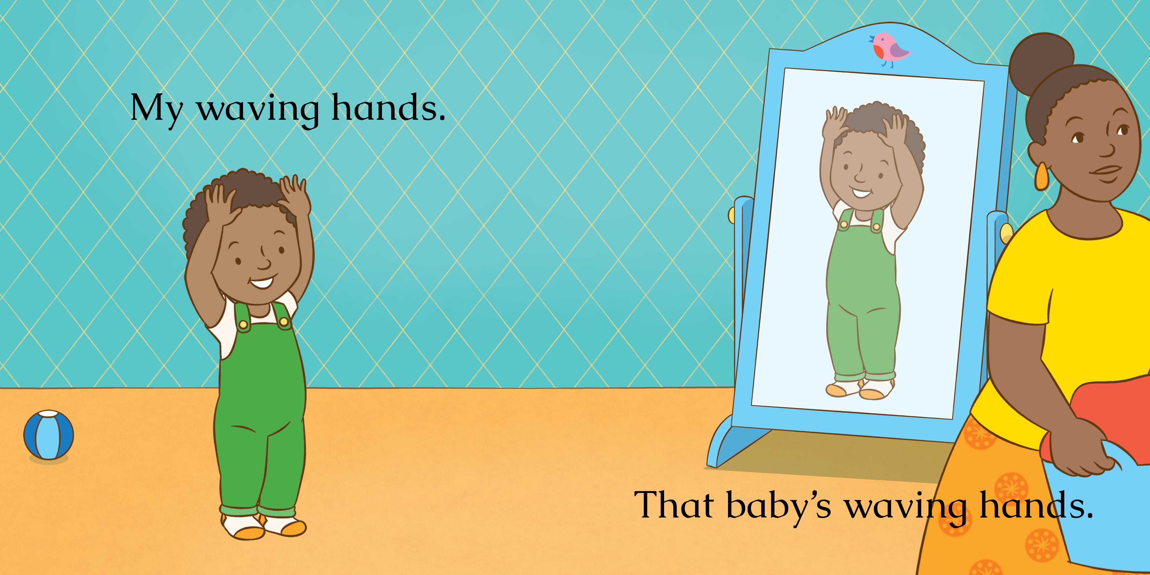 Who’s that baby? — original illustrated page 9, English text included