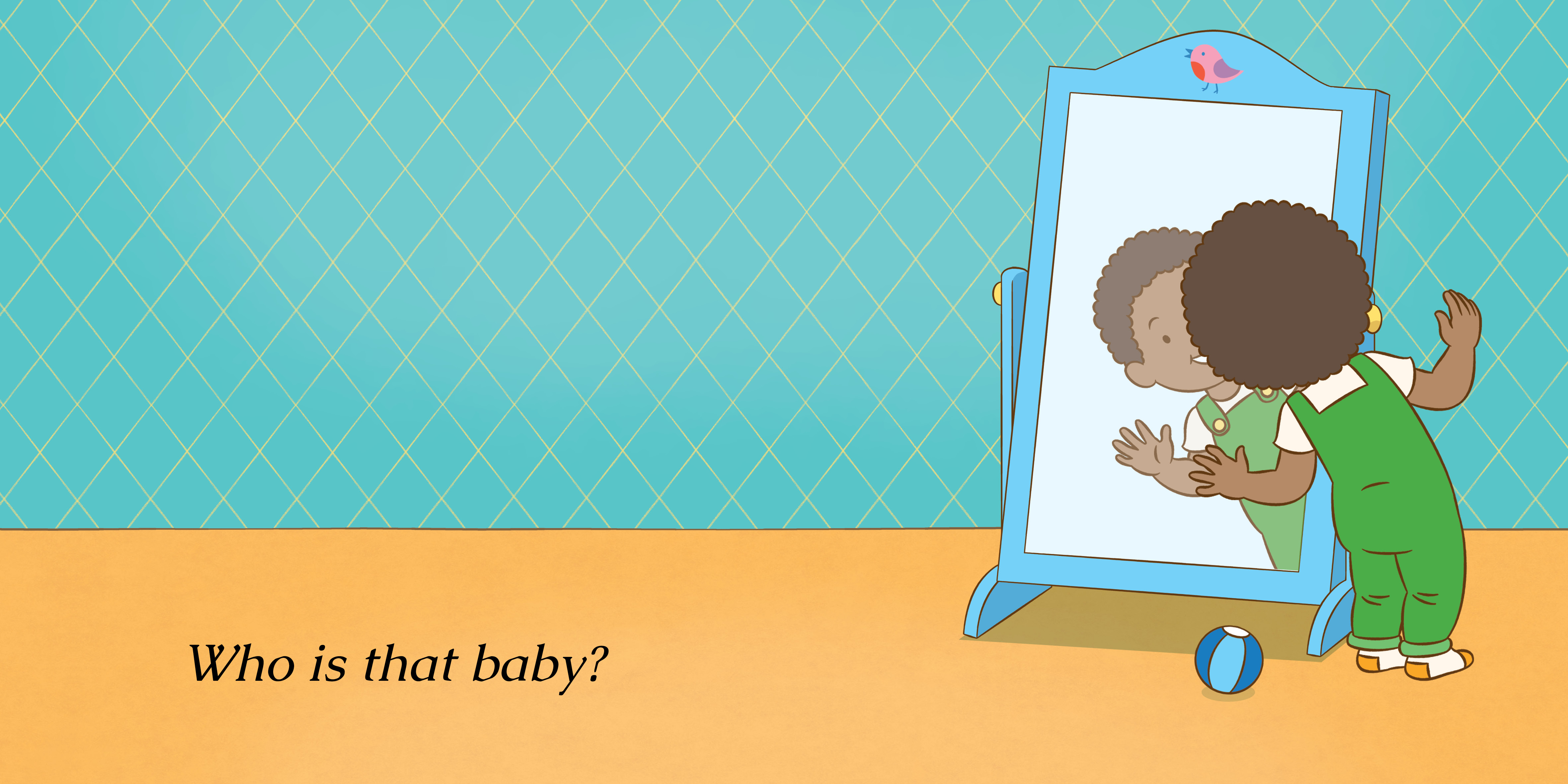 Who’s that baby? — original illustrated page 12, English text included
