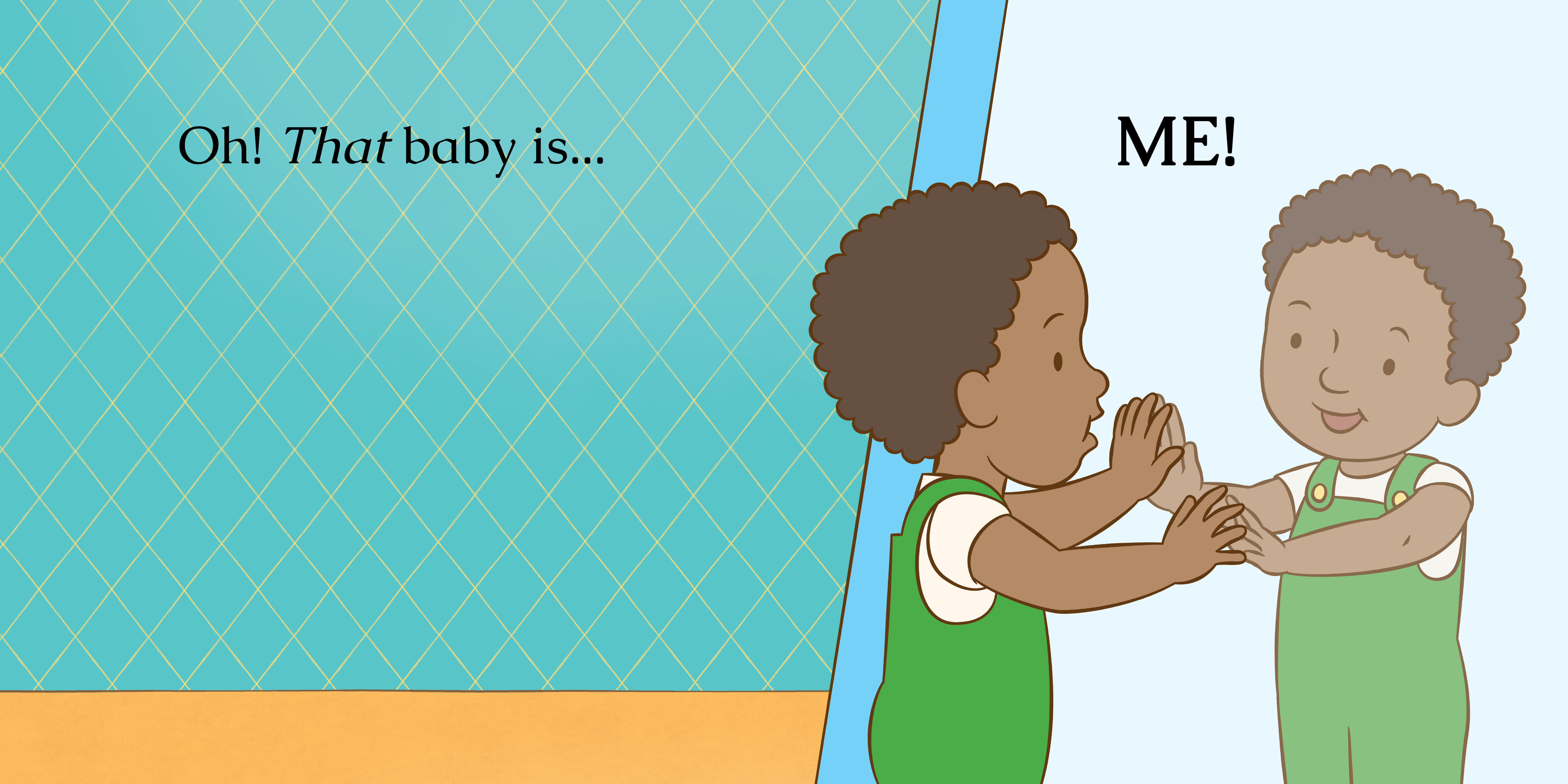 Who’s that baby? — original illustrated page 15, English text included
