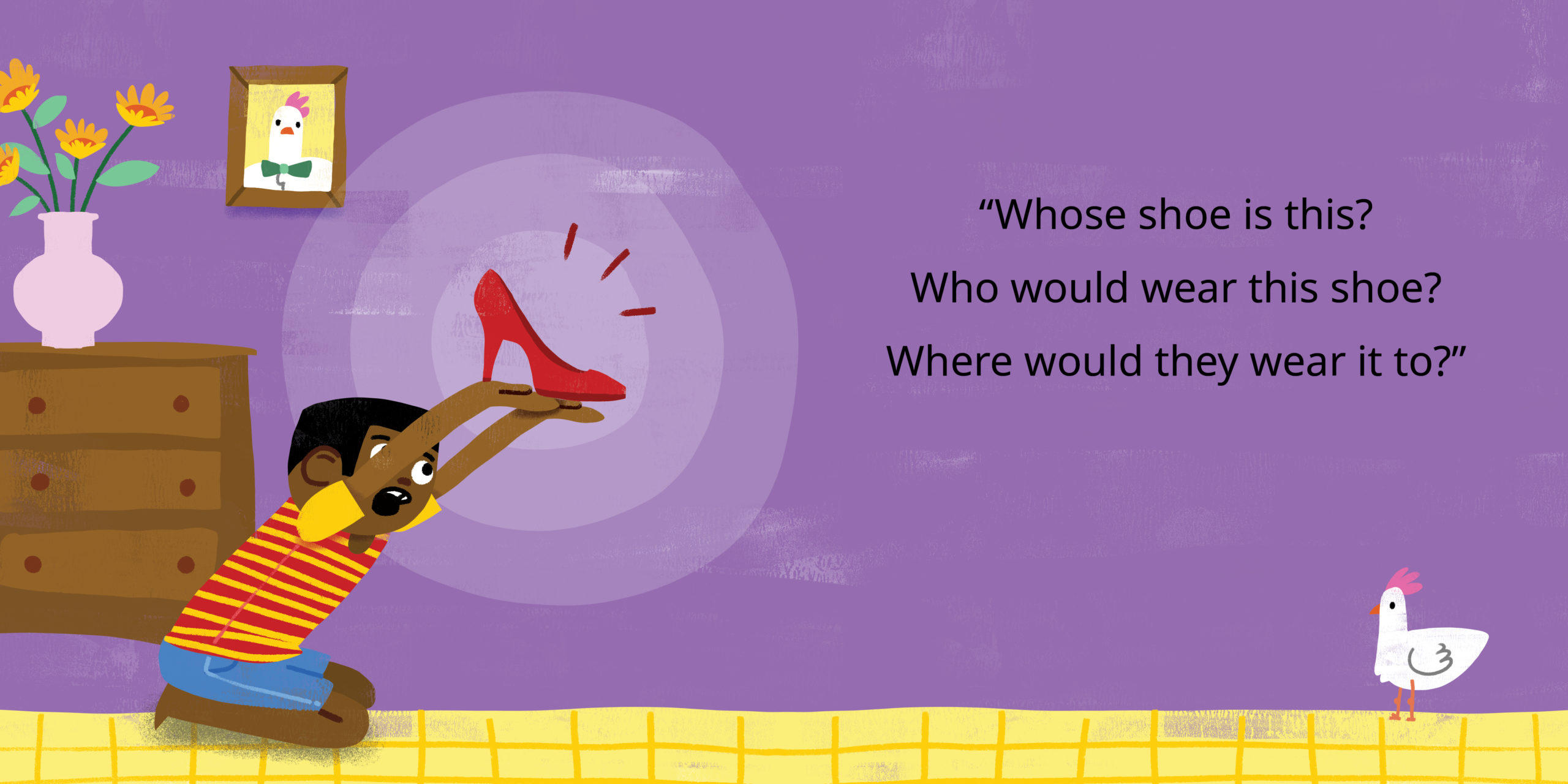 Whose shoe is this? — original illustrated page 4, English text included