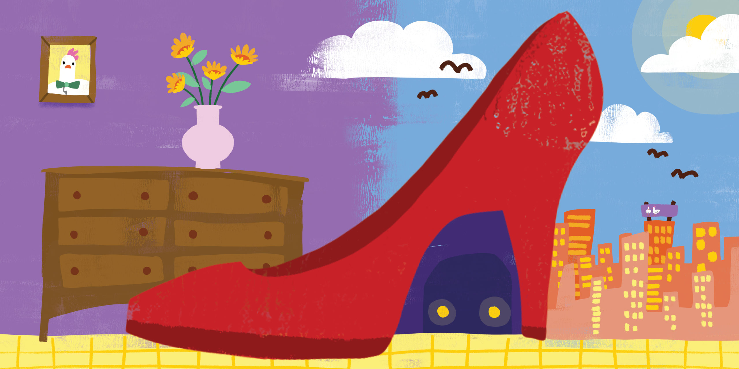 Whose shoe is this? — original illustrated page 5, English text included