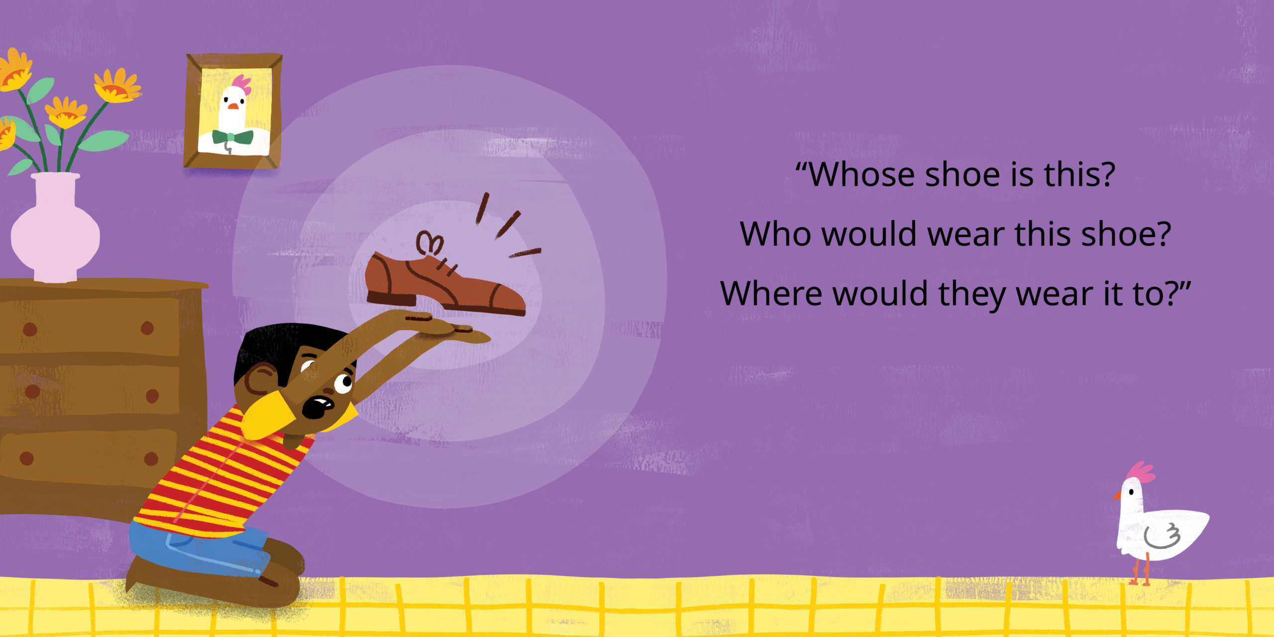 Whose shoe is this? — original illustrated page 7, English text included