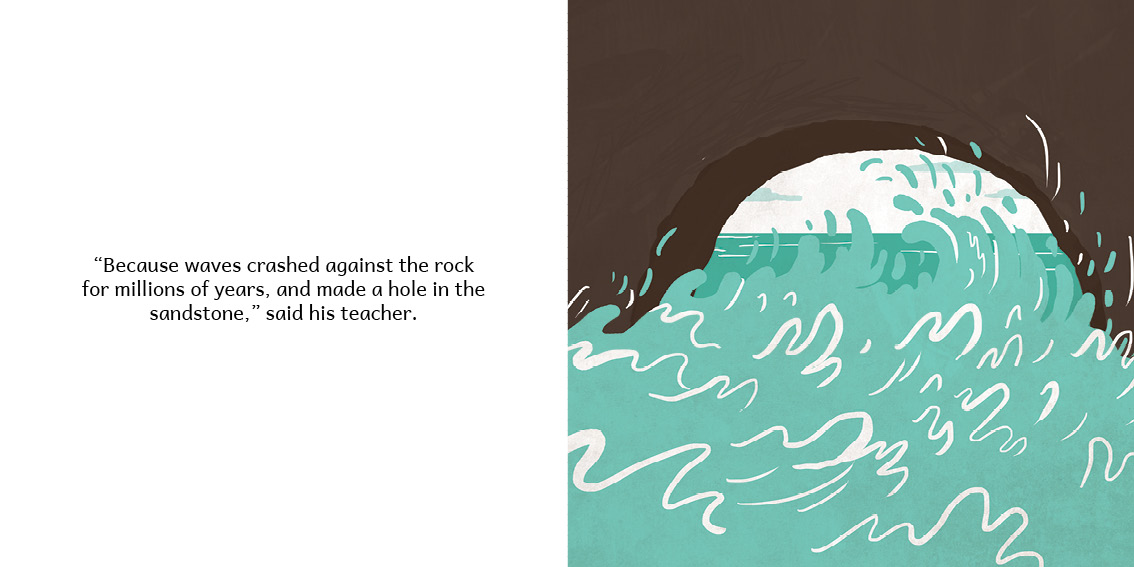 Why is there a hole in the wall? — original illustrated page 6, English text included