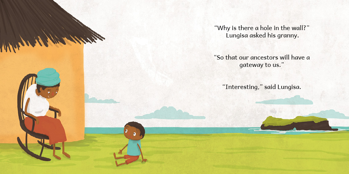 Why is there a hole in the wall? — original illustrated page 8, English text included