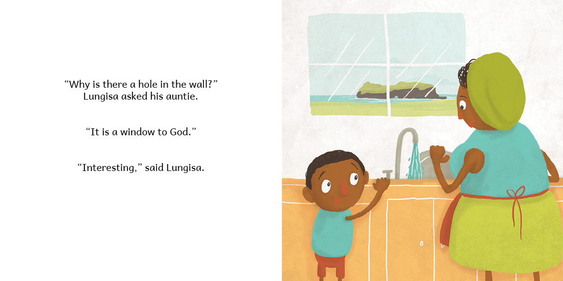 Why is there a hole in the wall? — original illustrated page 9, English text included
