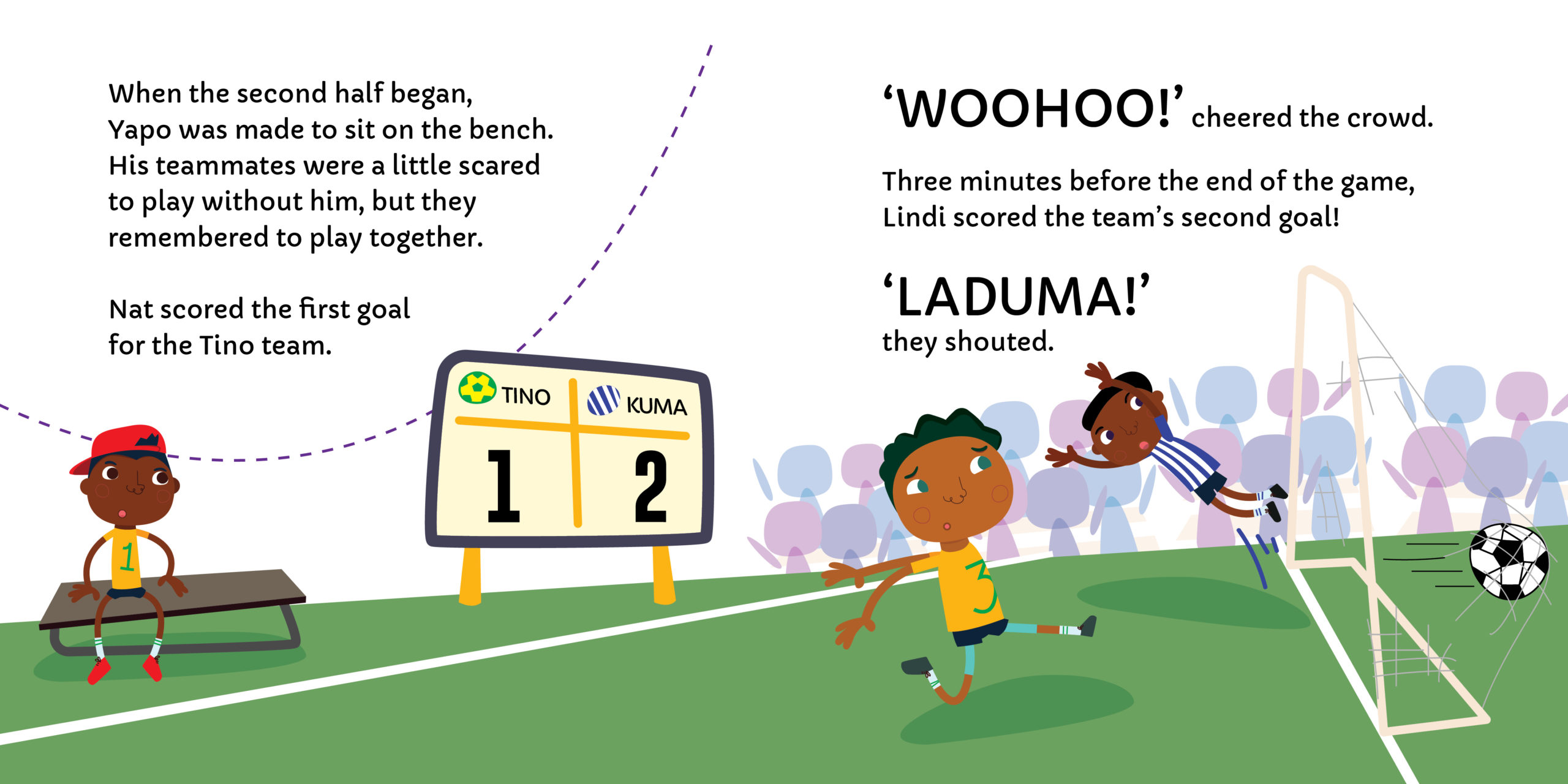 Yapo Saves The Day — original illustrated page 8, English text included