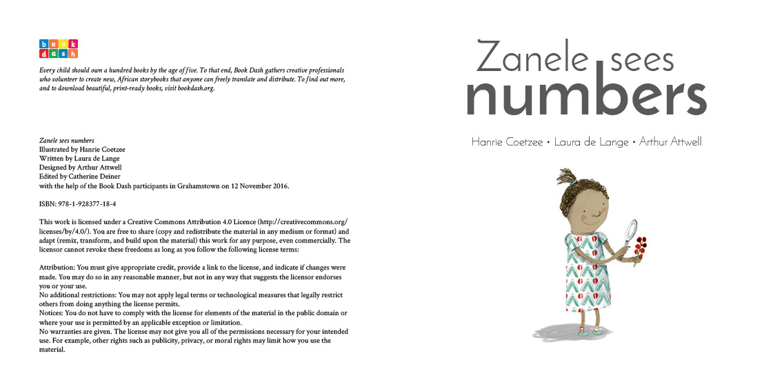 Zanele sees numbers — original illustrated page 4, English text included