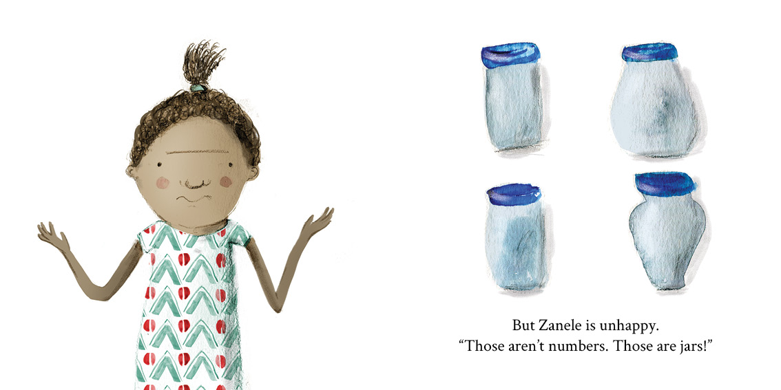 Zanele sees numbers — original illustrated page 7, English text included