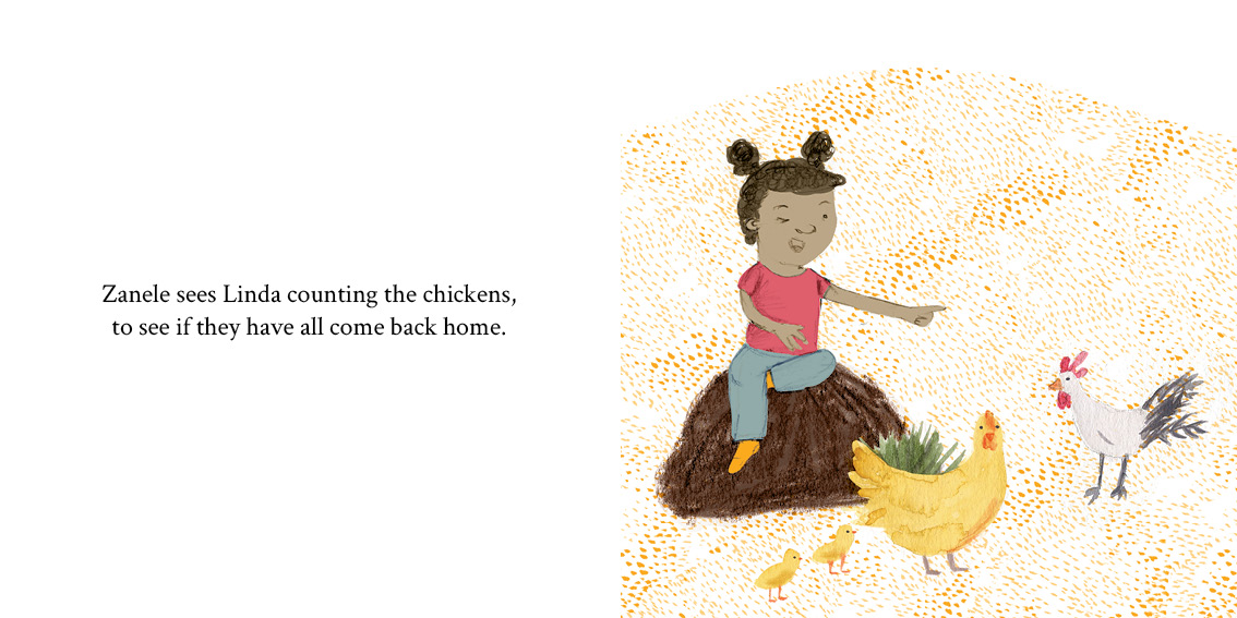 Zanele sees numbers — original illustrated page 10, English text included