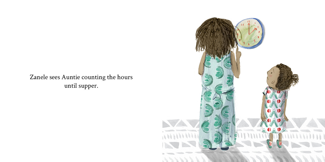 Zanele sees numbers — original illustrated page 12, English text included