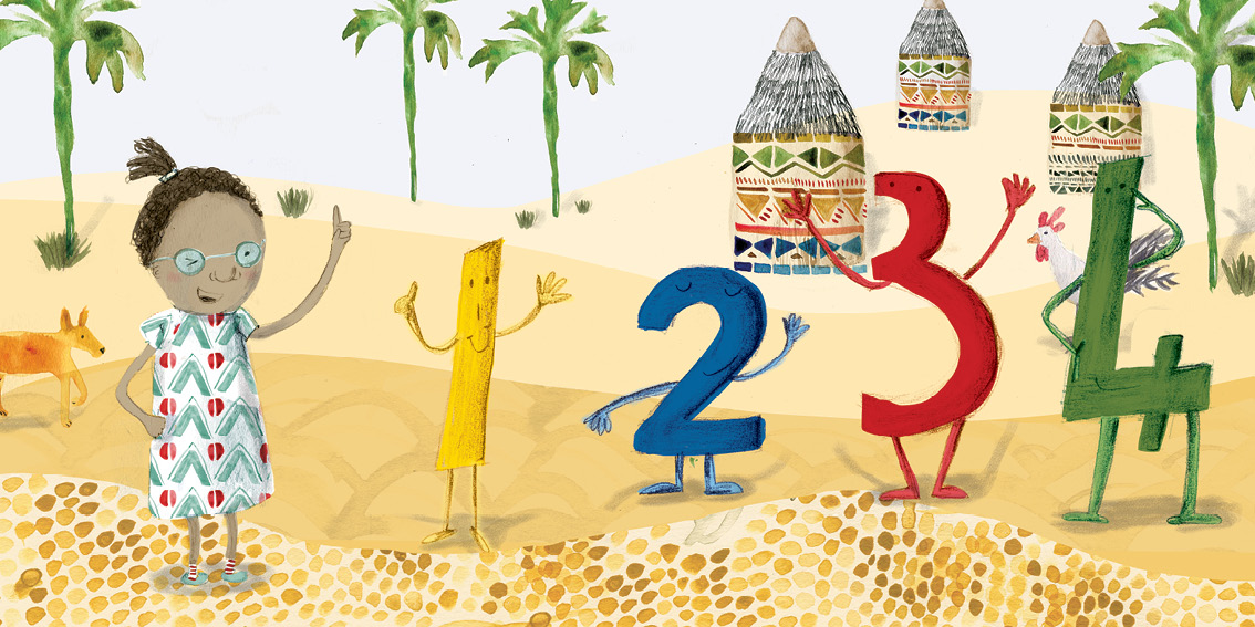 Zanele sees numbers — original illustrated page 16, English text included